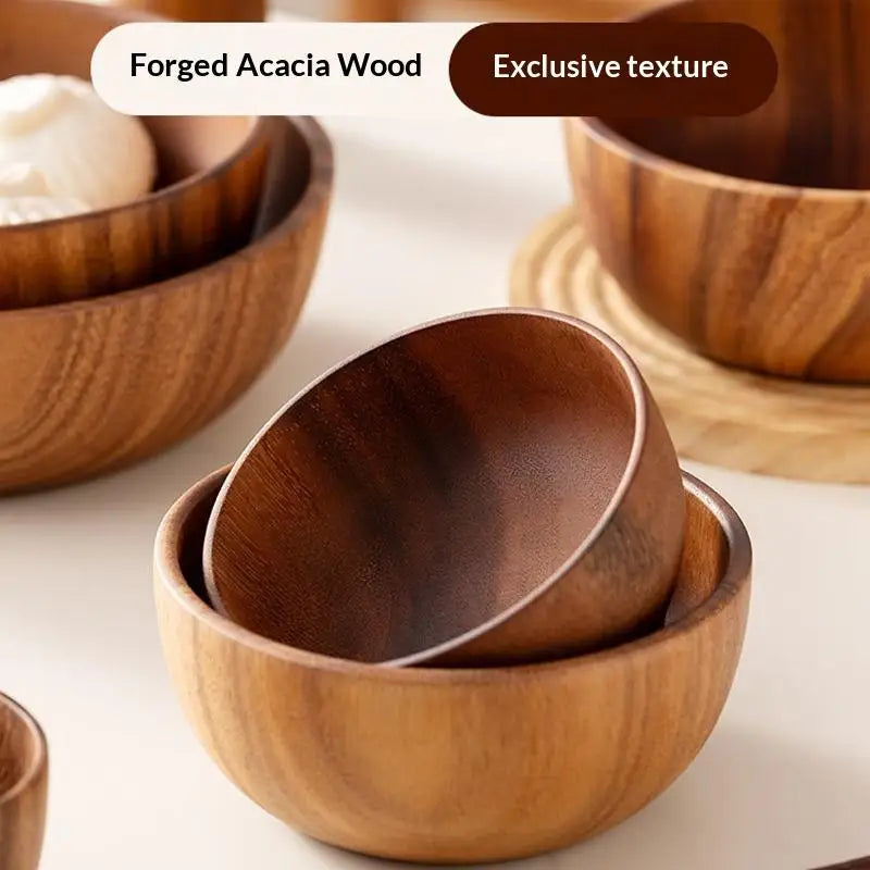 1Pcs Salad Bowl Practical Durable Wooden Simple Storage Holder Kitchen Bowl Cutlery