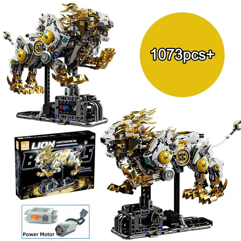 Creative Mechanical Lion Building Blocks Set STEM Educational Toys Kit DIY Tabletop Decorations Gift For Boys Girls 1073PCS