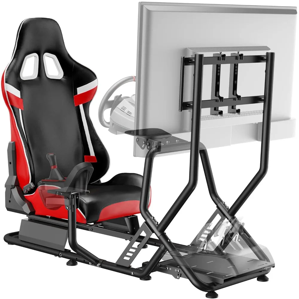 Racing Simulator Cockpit with Monitor Mount Seat Formula GT Sim Racing Frame for PS5 PS4 Xbox PC Gaming