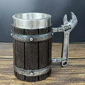 Viking Vintage Oak Barrel Beer Mug Stein with Stainless Steel Liner Coffee Cup Tea Mug Large Capacity Mug Pub Bar Party Gift