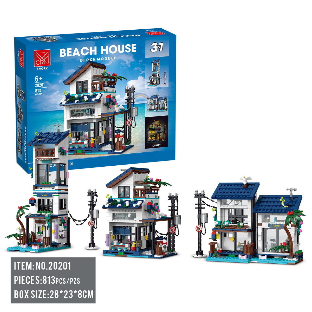 Christmas Gifts The Beach House Three In One Model Modular Street View Series DIY Toys Building Blocks Bricks Boy's For Kids