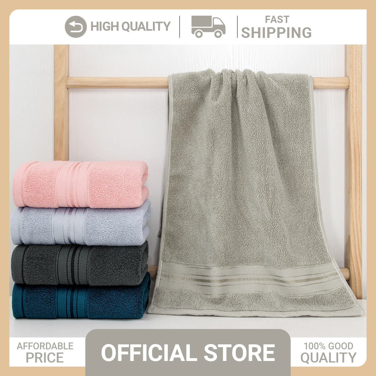 4-Piece Luxury Pure Cotton Bath Towel Set, 1 Bath Towel + 1 Face Towel + 2 Washcloths, Soft and Comfortable, Highly Absorbent, 100% Cotton Towels, Bathroom Decoration Accessories, Daily Use Towels