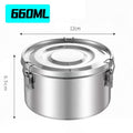 Stainless Steel Round Lunch Box with Lid Portable Leak-Proof Bento Boxes Food Storage Container Camping Picnic Bowl Containers