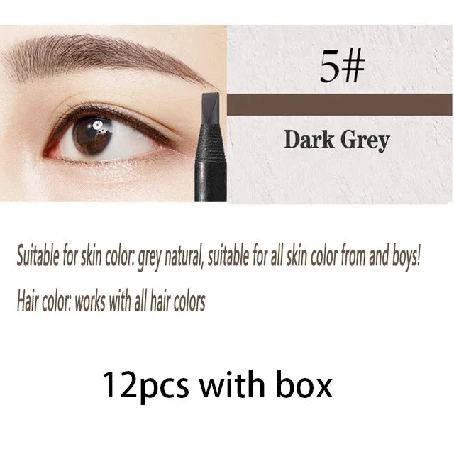 6/12PCS Eyebrow Pencil Hard Core Wholesale Makeup Pull Line Haozhuang Brand Permanent Peel off White Black Waterproof Natural