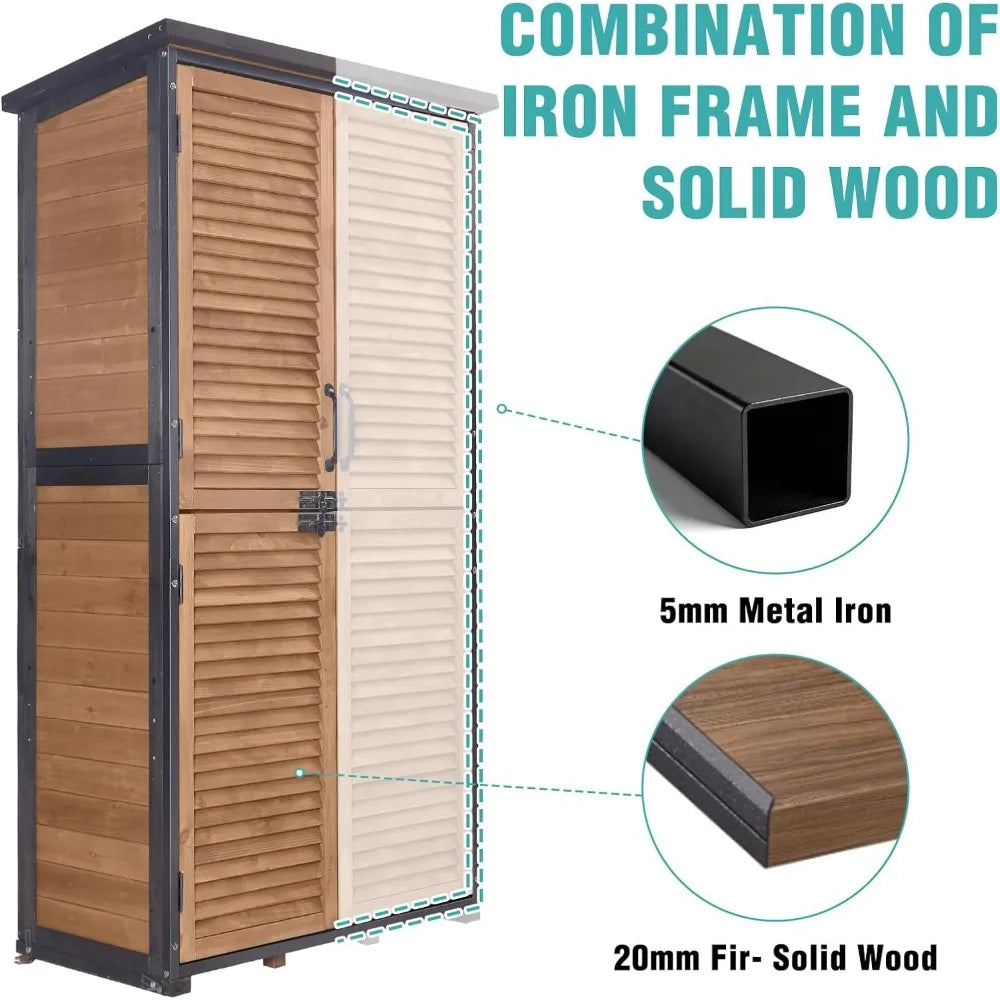 5FT Outdoor Storage Shed with 3-Level Adjustable Shelves, Weather-Resistant for Patio Garden Garage