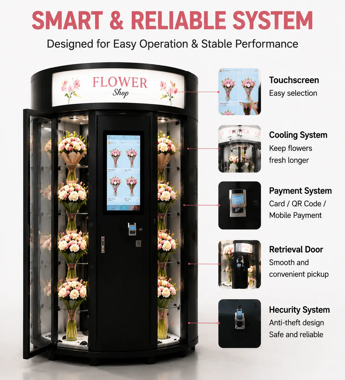 Flower Vending Machine | Automatic Fresh Flower Vending Machine for Mall & Retail Self-Service Business