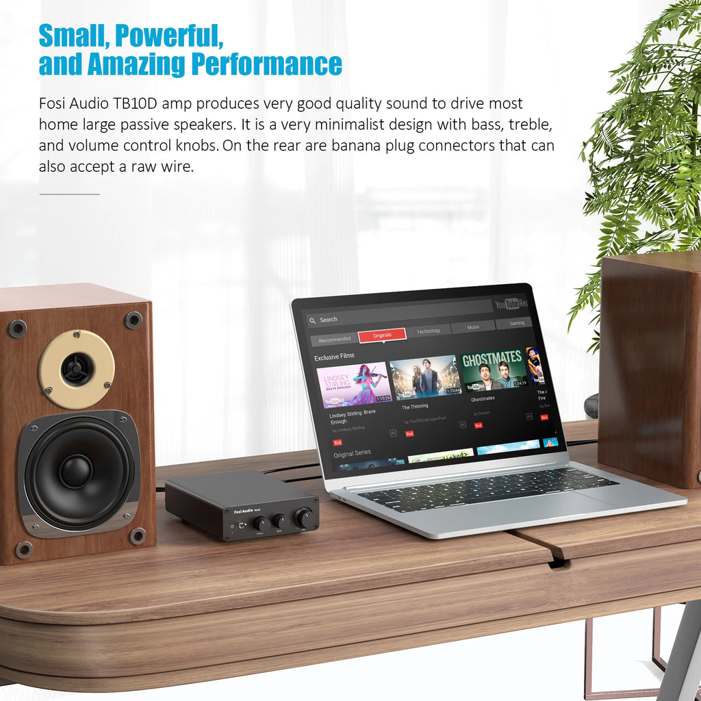 Fosi Audio TB10D HiFi Power Amplifier 300Wx2 TPA3255 Class D Stereo Amp With Treble Bass For Home Speaker