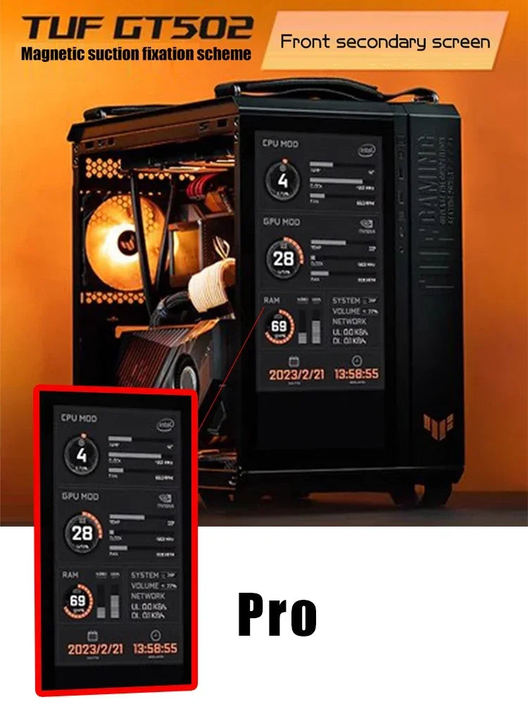 GT502 Case Monitor Screen Solution Panel Size/Themes Customized AIDA64 Gamer Secondary IPS Expand Dsiplay