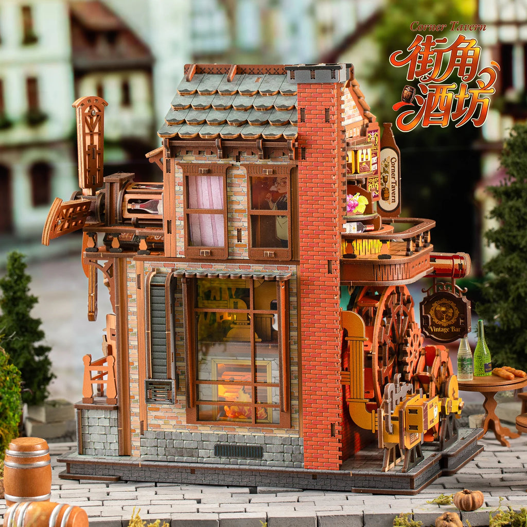 DIY Corner Doll House Wooden Miniature Kit Furniture Litht Dollhouse Furniture Handmade Model Assembly Toys Case Birthday Gifts