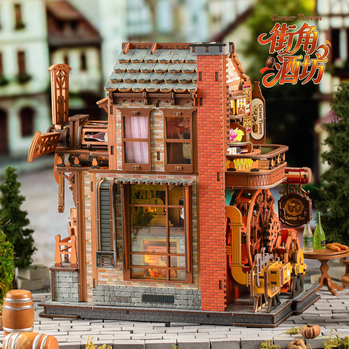 DIY Corner Doll House Wooden Miniature Kit Furniture Litht Dollhouse Furniture Handmade Model Assembly Toys Case Birthday Gifts
