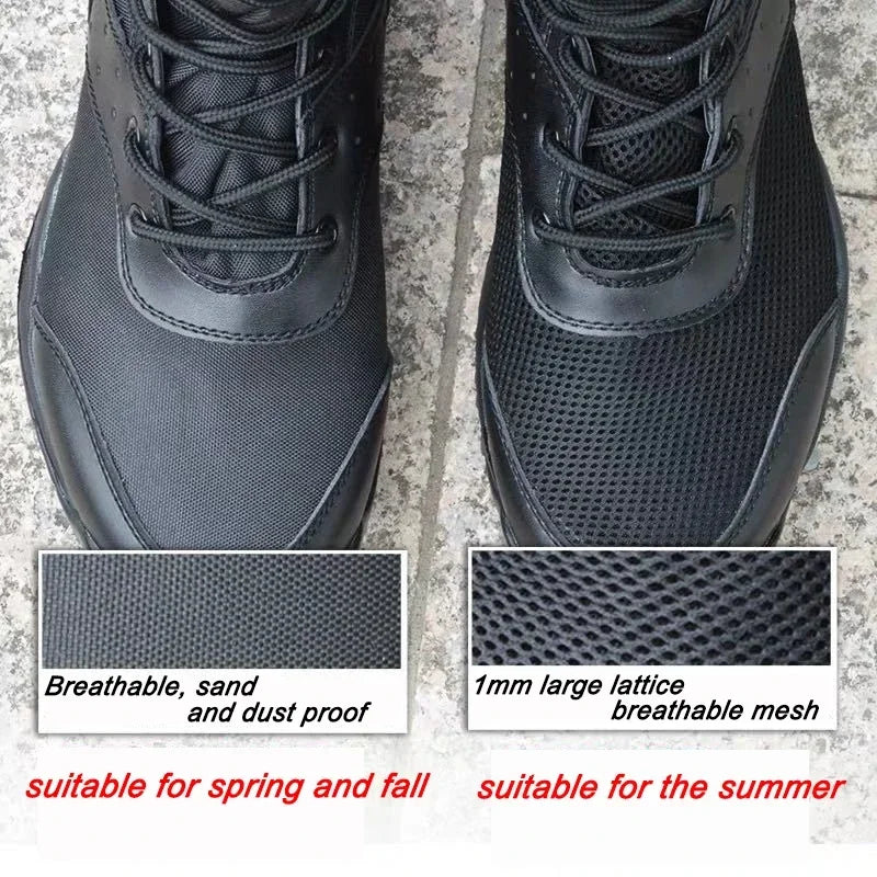 Summer Combat Boot Men Women Climbing Training Lightweight Waterproof Tactical Boots Outdoor Hiking Breathable Mesh Shoes
