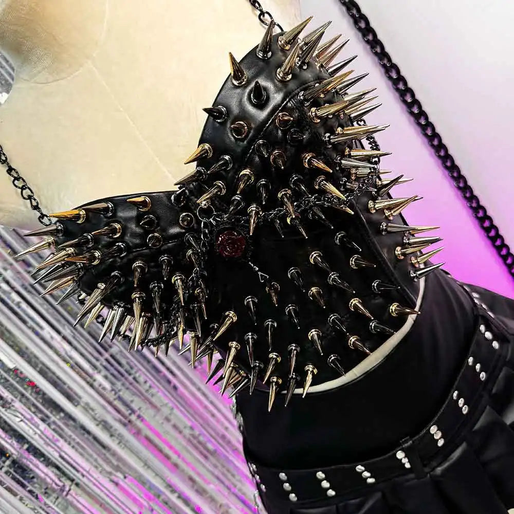 Goth Top Y2K Clothes Women's Tanks Emo Clothing Gothic Boho Tops with Spikes Punk Rock Teens Rave Festival Spiked Bra Grunge