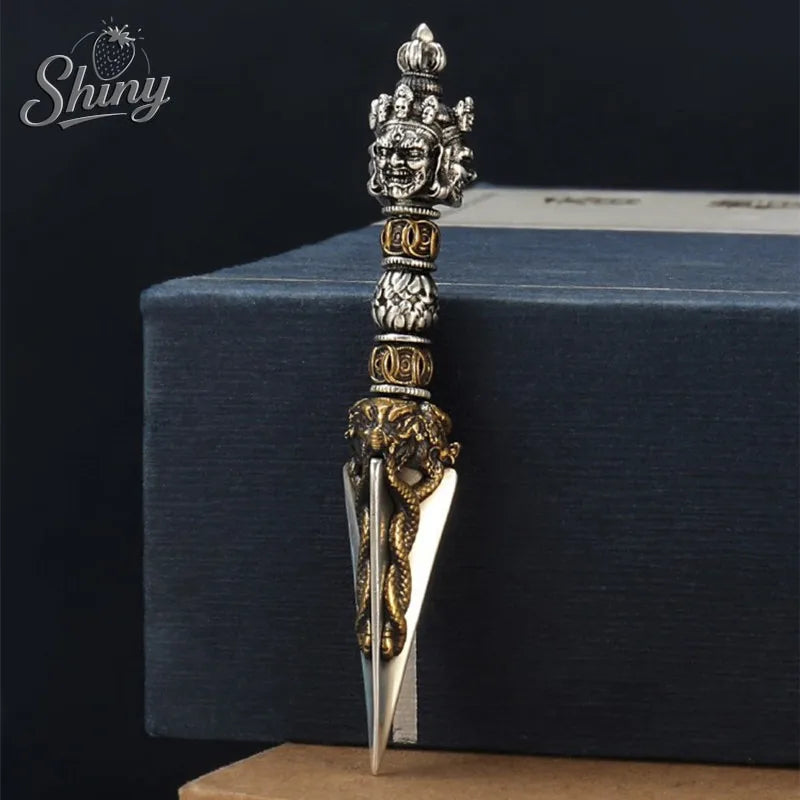 6.7cm Nepal Tibetan Brass Copper Vajra Buddhist Supplies  Necklace Accessories Gift Collection