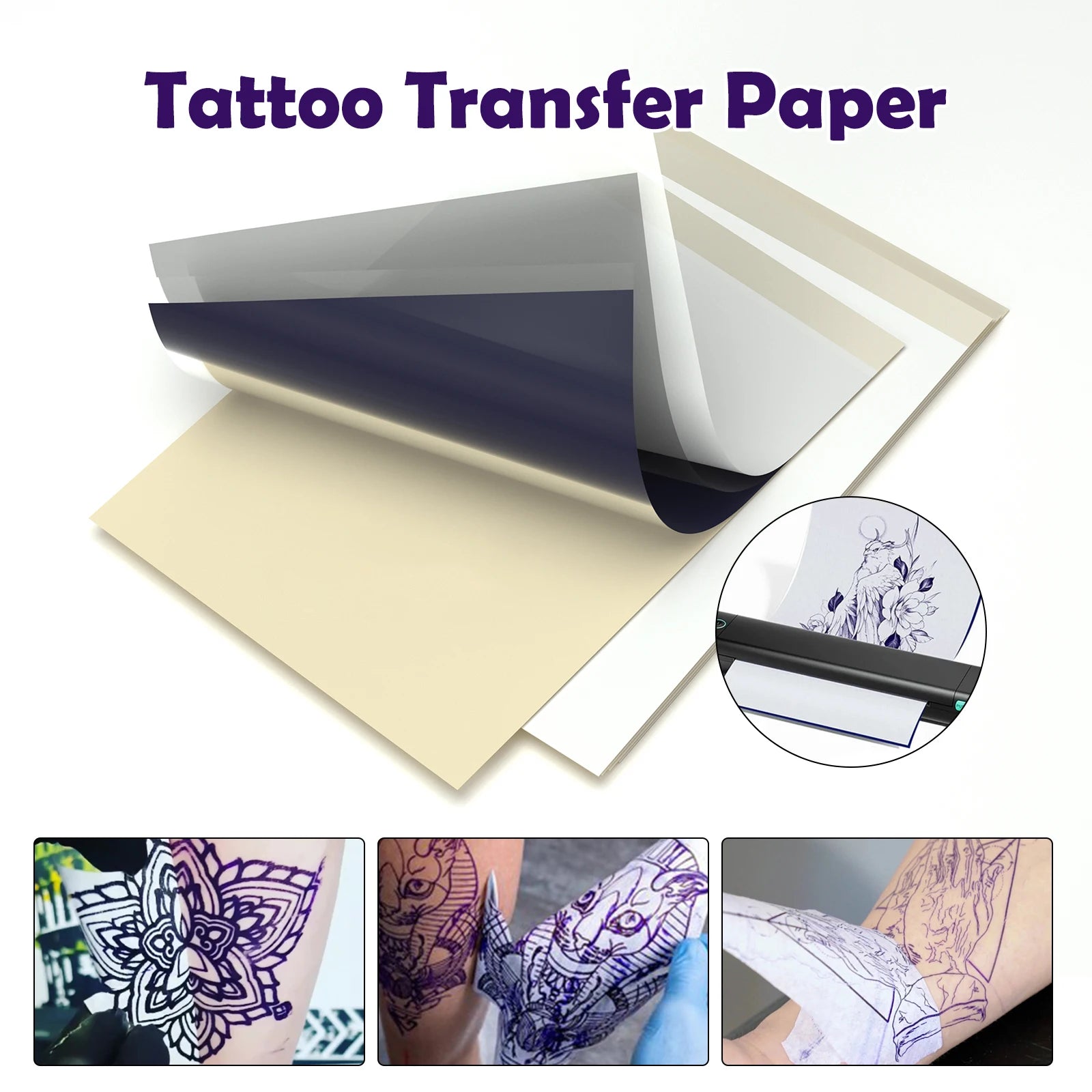 DQFART Tattoo Kit 30ml Black Tattoo Ink 20Pcs Tattoo Ink Cap 3Pcs Tattoo Grip Wraps 5Pcs Tattoo Transfer Paper Tattoo Supplies