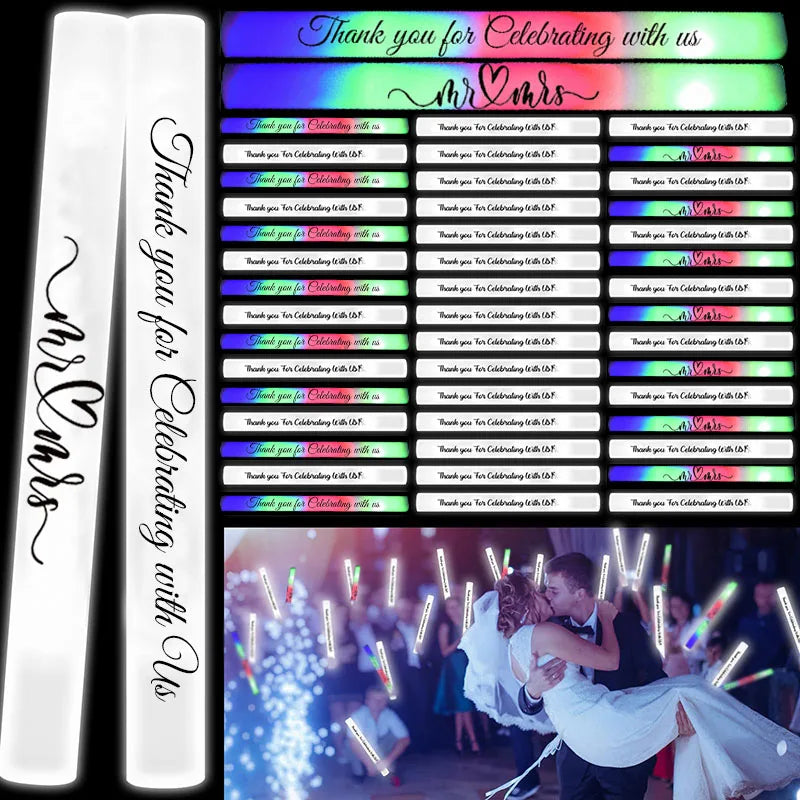 25-100Pcs Led Foam Glow Sticks Wedding Glow Sticks for Reception Light up Sticks Bulk for Wedding Party Concert Party Supplies