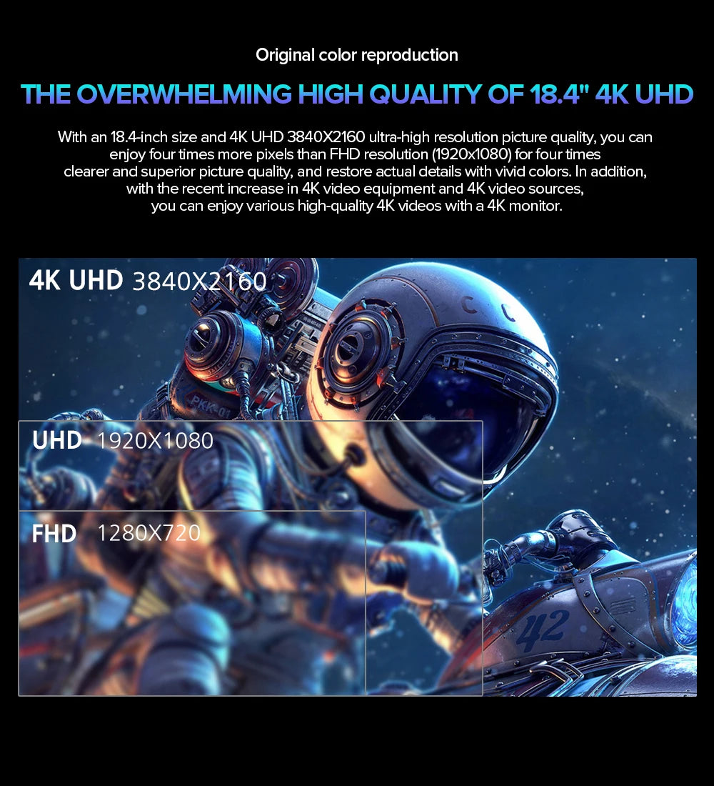 UPERFECT UXbox T118 4K 18 Inch Large Portable Gaming Monitor 3840*2160 100% SRGB IPS HDR HDMI Display for Laptop Computer Phone