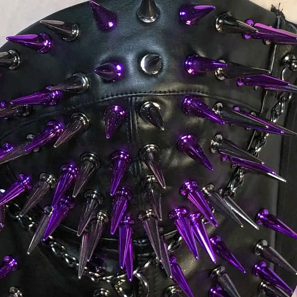 Emo Teen Kawaii Grunge Club Wear Gothic Y2K Vegan Leather TOPS Goth DIY Harajuku Punk Rock Purple Studded E-Girls Eco 90s Fairy