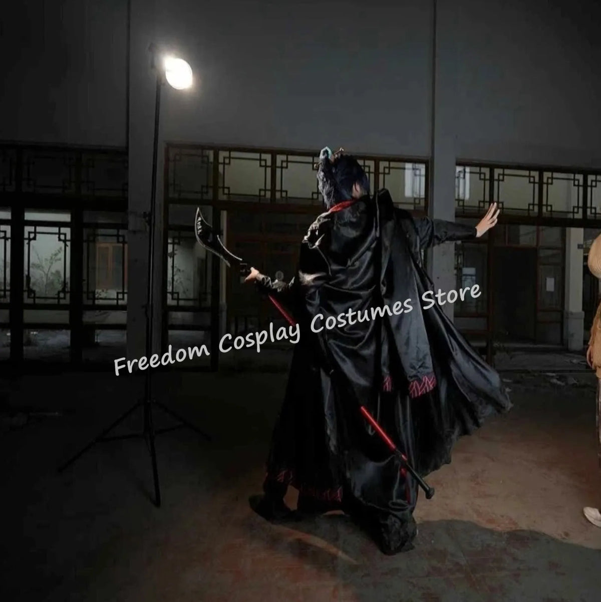 Anime Game Limbus Company Jia Qiu Cosplay Costume wig Black Hanfu Cape Coat Pants Set Men Women Halloween Party Performance suit