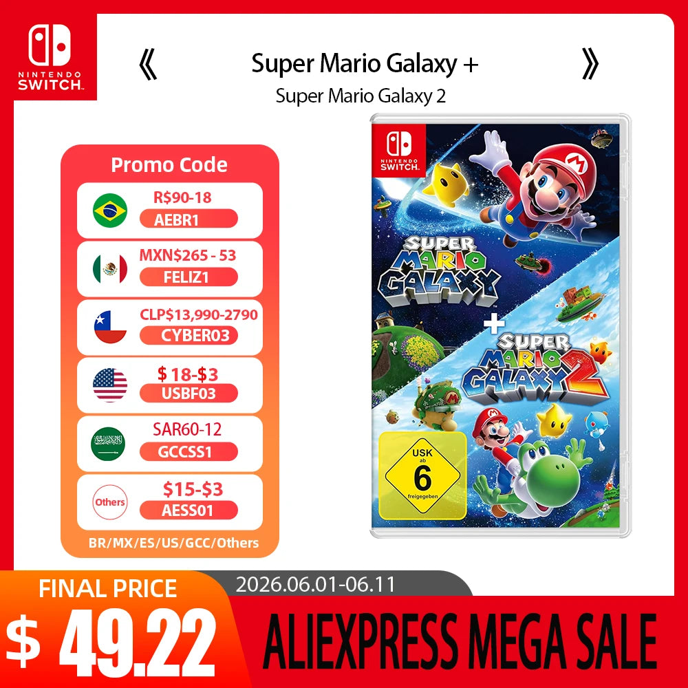 Nintendo Switch Game Deals - Super Mario Galaxy + Super Mario Galaxy 2 - Games Adventure Action and RPG Genre Switch