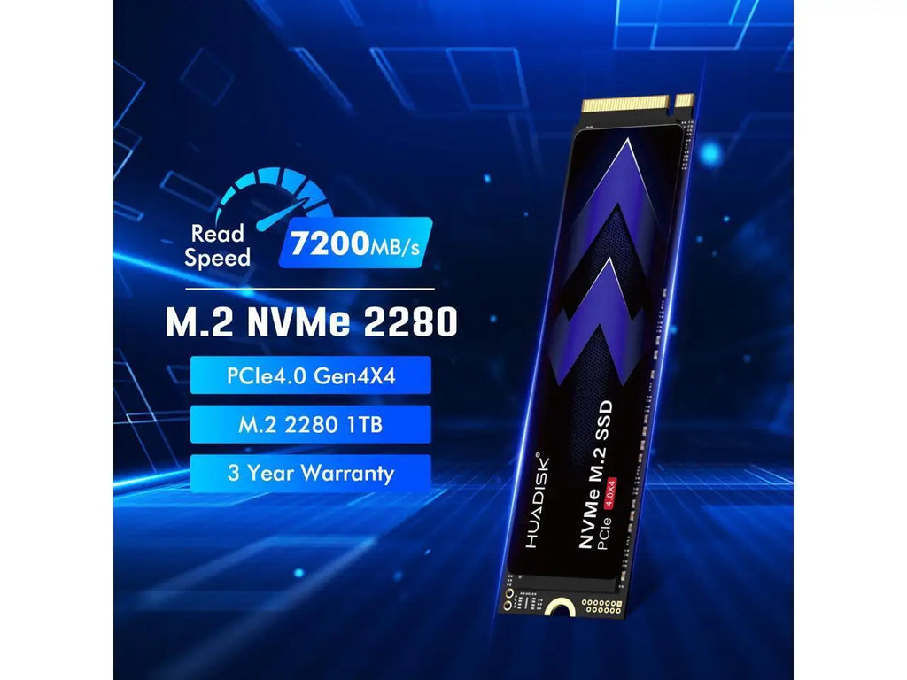 HUADISK 1TB M.2 2280 PCIe 4.0 x4 NVMe 1.4 3D TLC NAND Internal Solid State Drive, Seq. Read Speeds Up to 7,200MB/s, for PS5, PC and Laptops