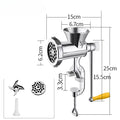 Manual Meat Grinder Stainless Steel Hand Crank Food Processor with Table Clamps Multipurpose Kitchen Tool for Meat Vegetable