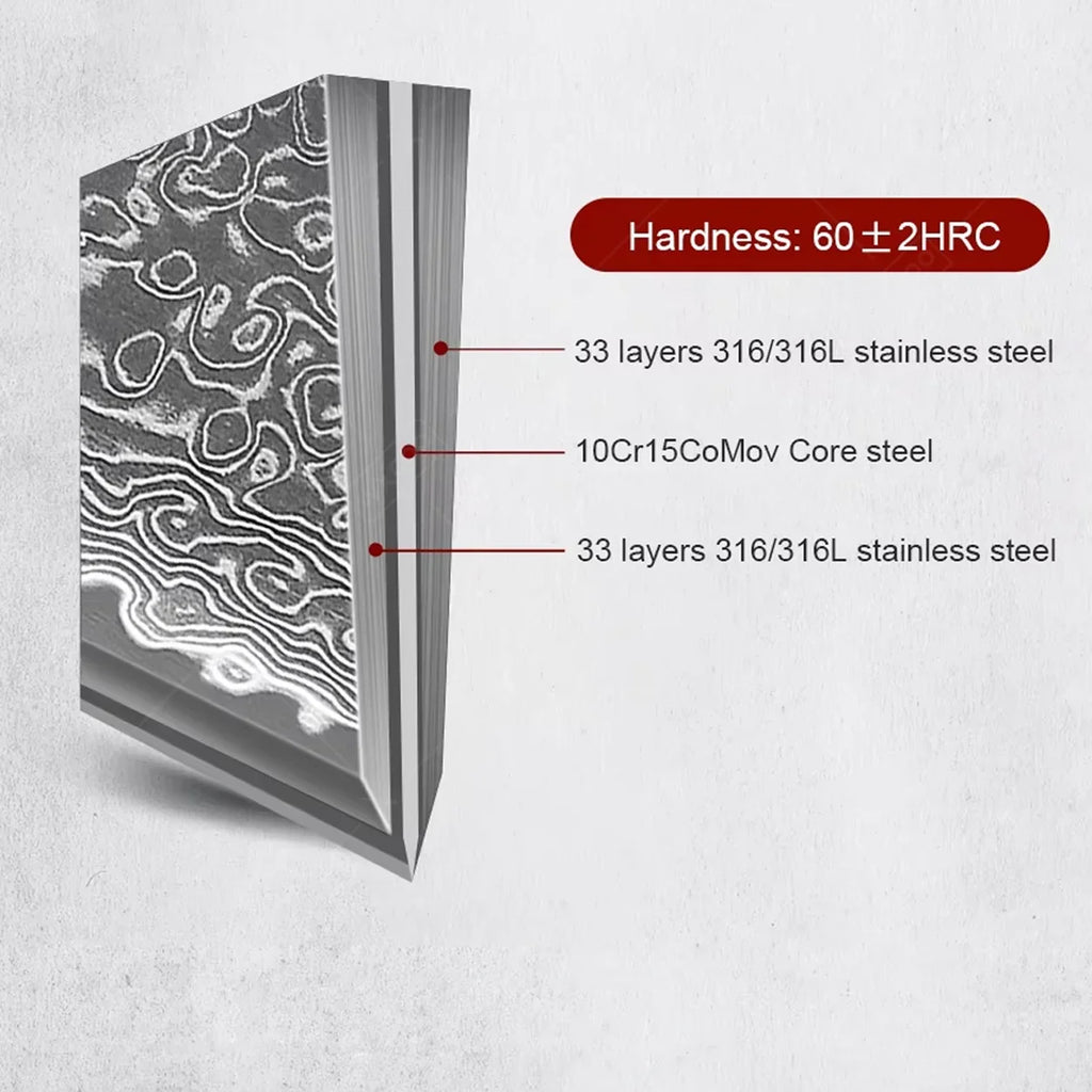 WXCOO Japanese Steel 67 Layer Damascus Chef Knife Ultra Sharp Nakiri Santoku Cleaver Cutlery Set for Meat Vegetable Home Cooking