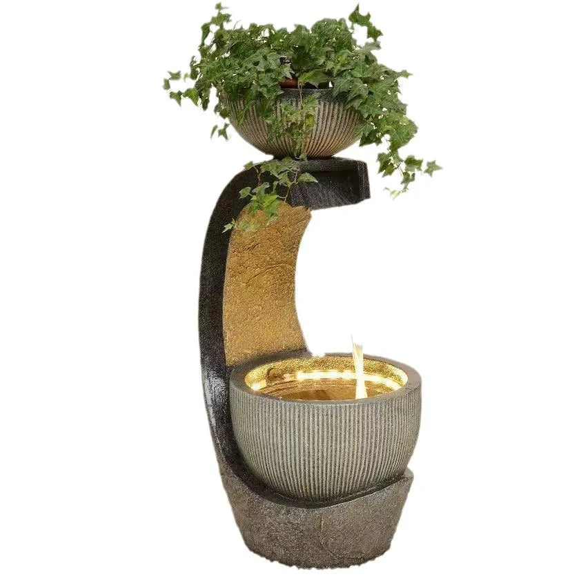 European Light Luxury Floor Water Fountain Modern Circulating Water Feature Entrance Lucky Decor Humidifier Indoor Ornament