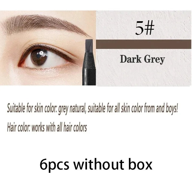 6/12PCS Eyebrow Pencil Hard Core Wholesale Makeup Pull Line Haozhuang Brand Permanent Peel off White Black Waterproof Natural