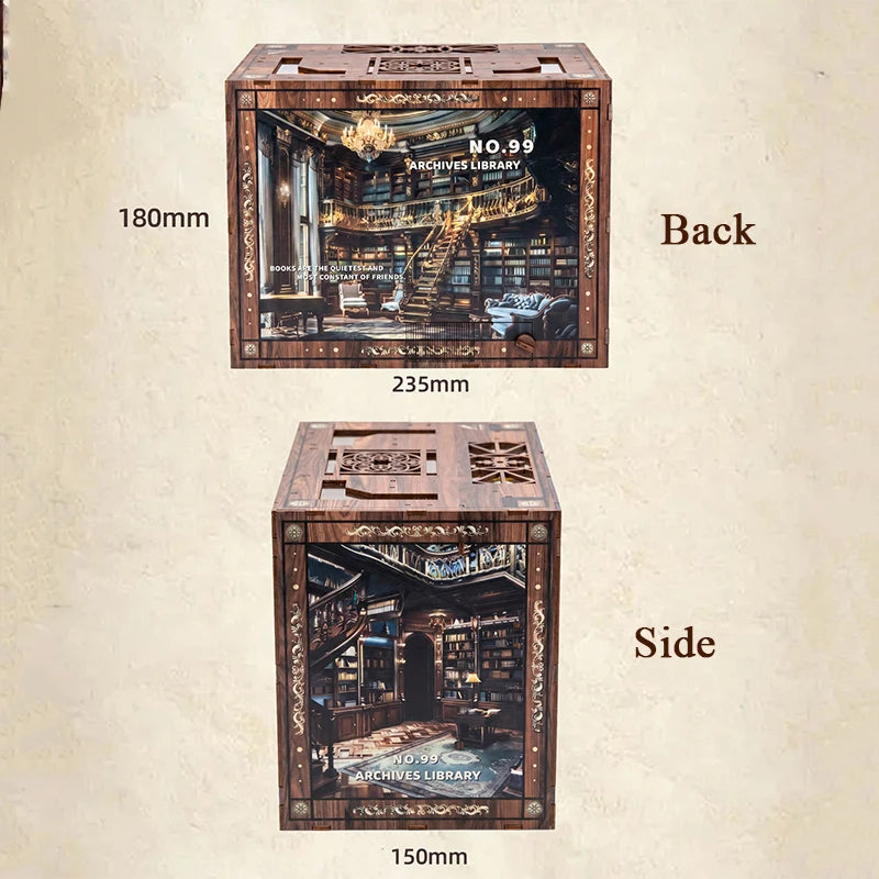 NEW DIY Book Nook Wooden Miniature Model Kits No.99 Archive Library Bookend 3D Puzzle for Friends Birthday Gifts