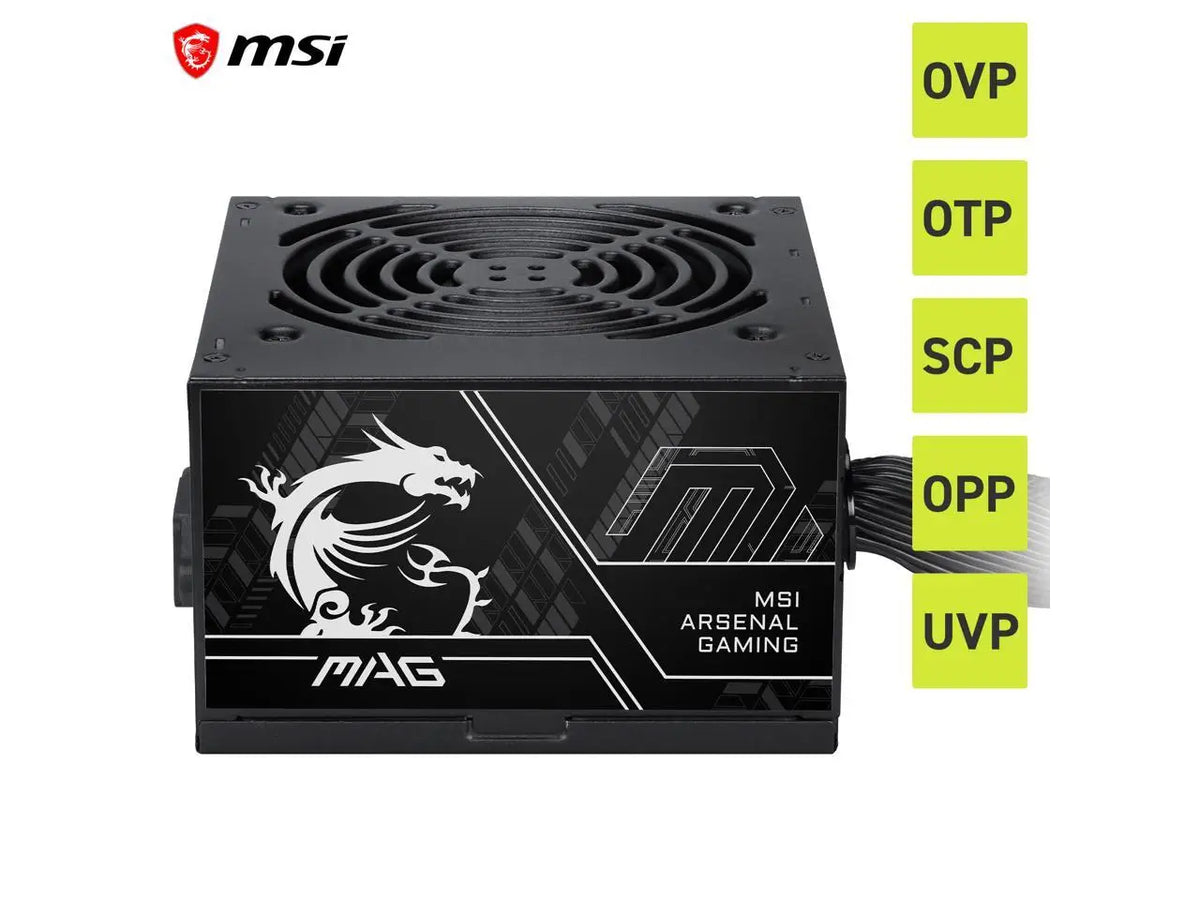 MSI MAG A600DN II Power Supply Unit, 600W, 80 PLUS Standard, ATX PSU, Black Flat Cables