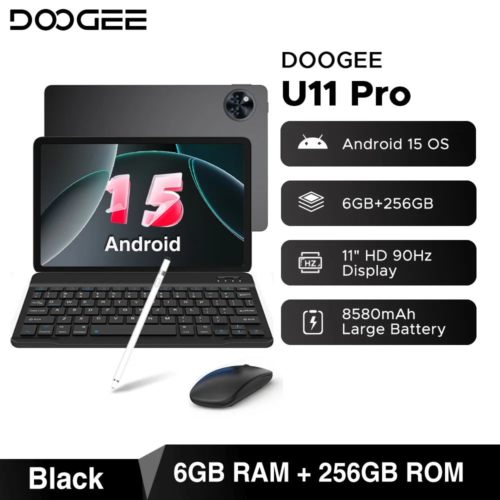 DOOGEE U11 Pro 2in1 PC Tablet 30GB(6+24) 256GB 11" 8580mAh Battery Dual Speakers Unisoc T7200 Android 16 Tablet Widevine L1