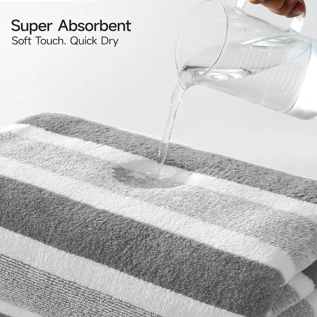 8 Piece Durable Decorative Two Tone Striped Towel Set Ultra Soft Lint Free Breathable Skin Friendly Quick Drying High Absorbency Bathroom Towels for Home Hotel Guest Bathroom 2 Bath 2 Face 4 Hand Towels Included