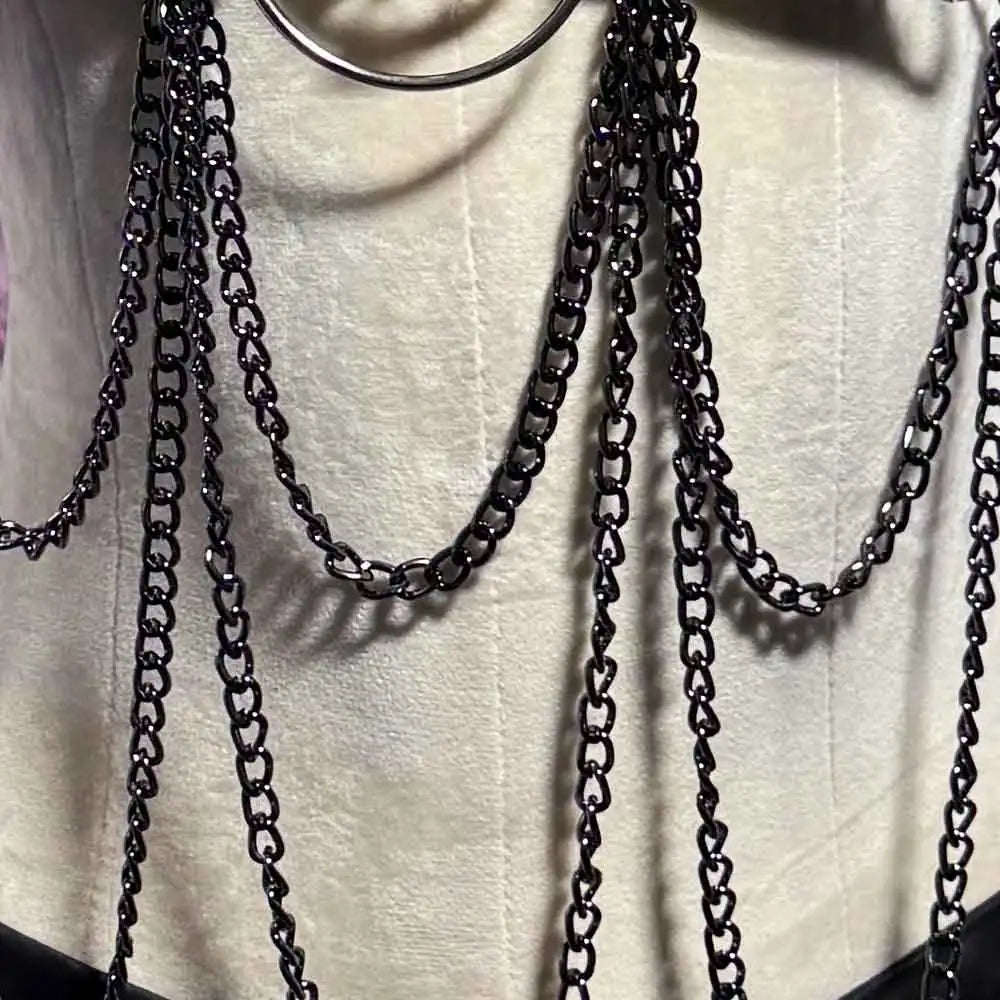 Gothic Emo Punk Woman Top with Spikes Alternative Grunge PU Leather Tank Y2K ALT Harnesses Gothic Clothes for Women 90s Party