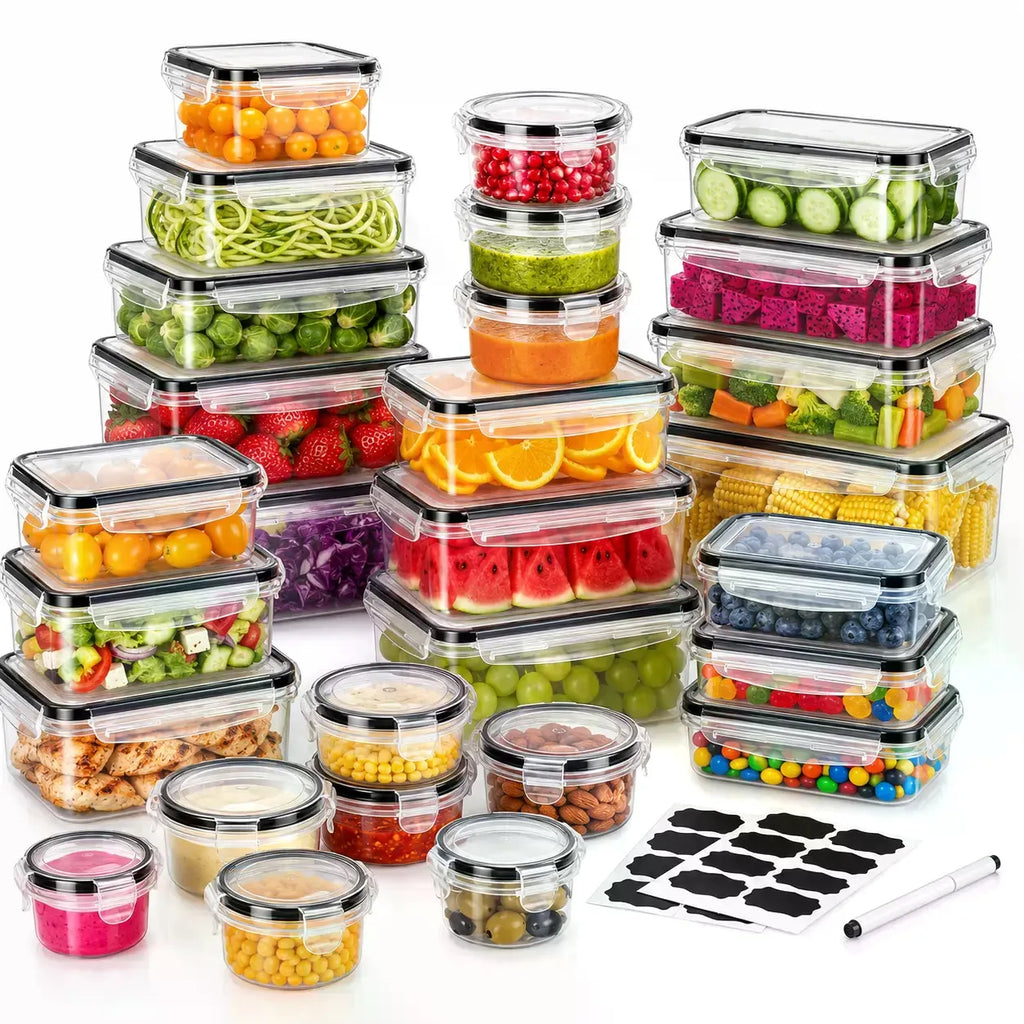 40 PCS Extra Large 85oz Silicone Airtight Food Storage Containers Set (20 Containers + 20 Lids) - Square, Round, Rectangular, Nestable Shapes, Leakproof, Reusable, Microwave & Dishwasher Safe, Labels & Pen for Fridge Organization, Home Meal Prep