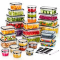 40 PCS Extra Large 85oz Silicone Airtight Food Storage Containers Set (20 Containers + 20 Lids) - Square, Round, Rectangular, Nestable Shapes, Leakproof, Reusable, Microwave & Dishwasher Safe, Labels & Pen for Fridge Organization, Home Meal Prep