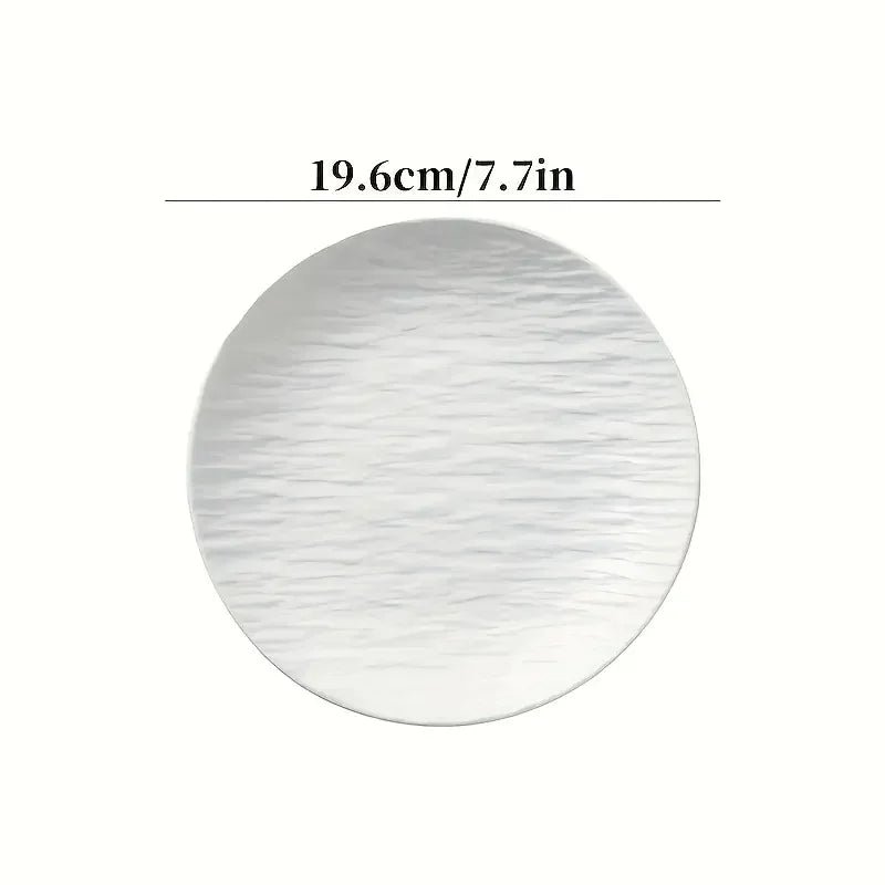 10pcs Rock-textured Shallow Plate, Reusable Main Dish, Sturdy and Not Easily Broken, Textured Embossed Design Pasta Plate - Suit
