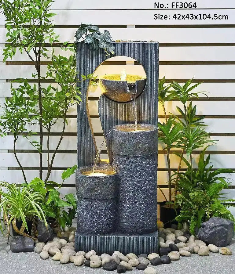 European Light Luxury Floor Water Fountain Modern Circulating Water Feature Entrance Lucky Decor Humidifier Indoor Ornament