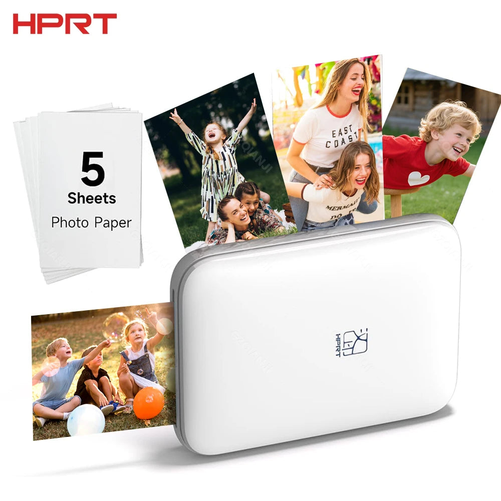 HPRT Portable Photo Printer Pocket  2x3 inch Size Wireless Zink Technology Print 2x3 Sticky-Backed Photos Maker with Papers Case