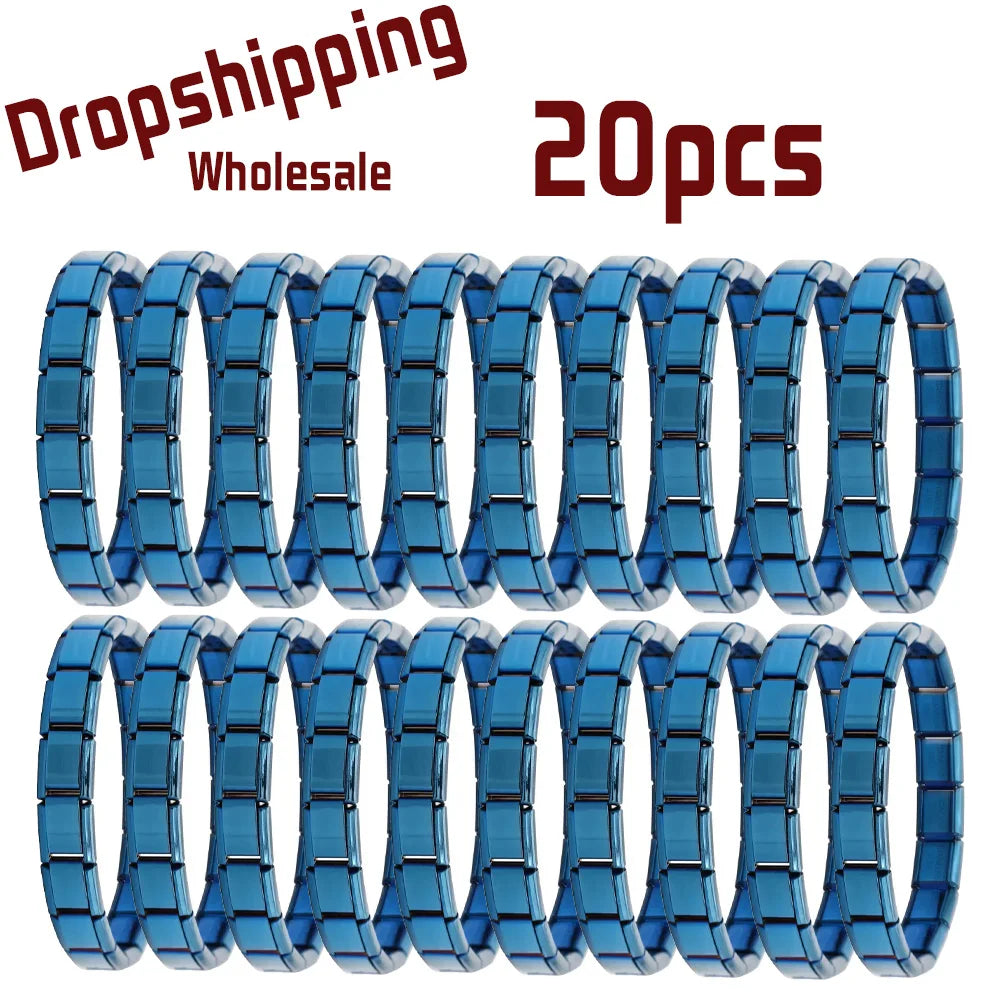 Wholesale 20pcs 9mm Italian Charm Bracelet Base Stainless Steel Shiny Plain Blank Composable Modular Starter Links Bulk Lot Pac