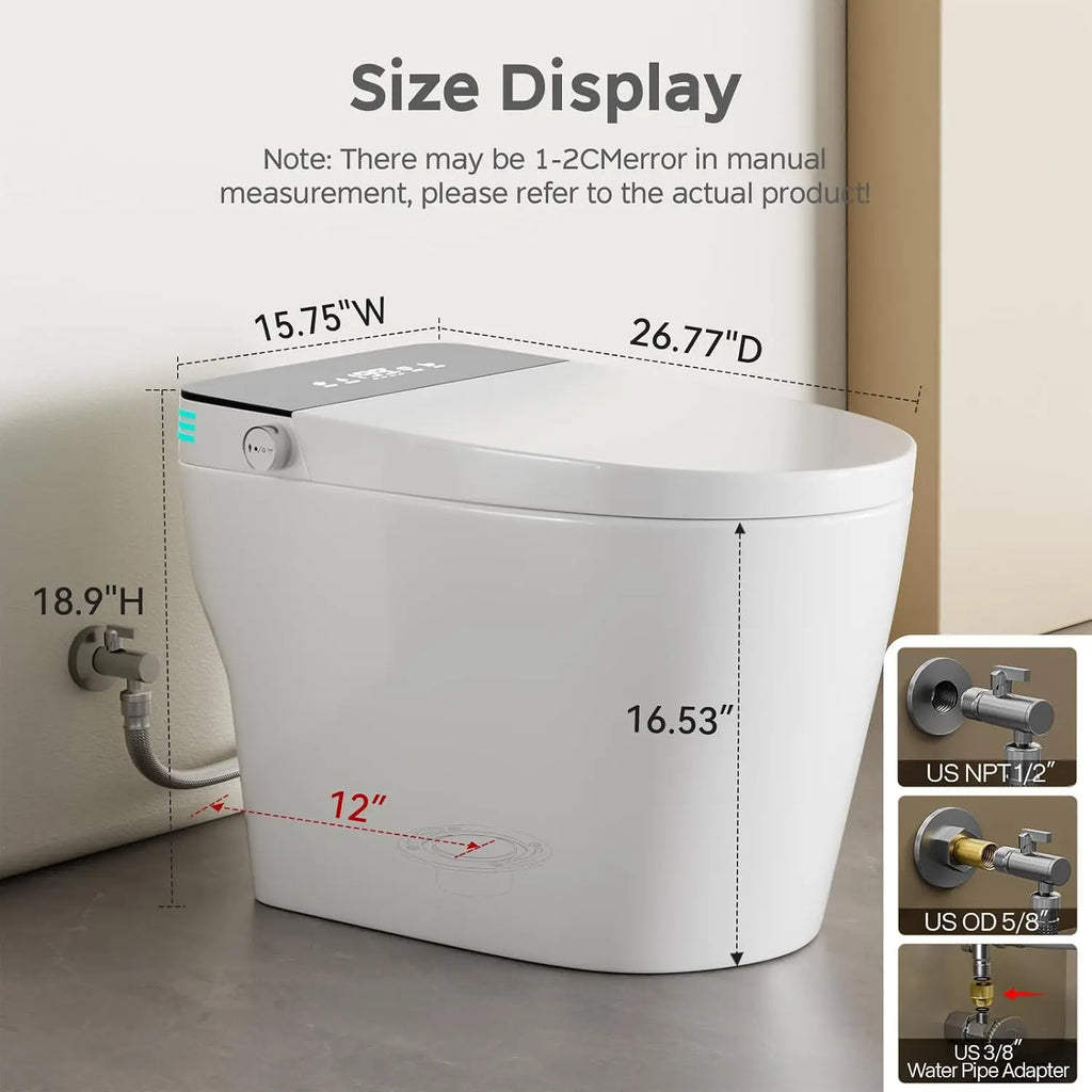Smart Toilet with Bidet Built In, Auto Open Close, Foam Shield TC02, Customized