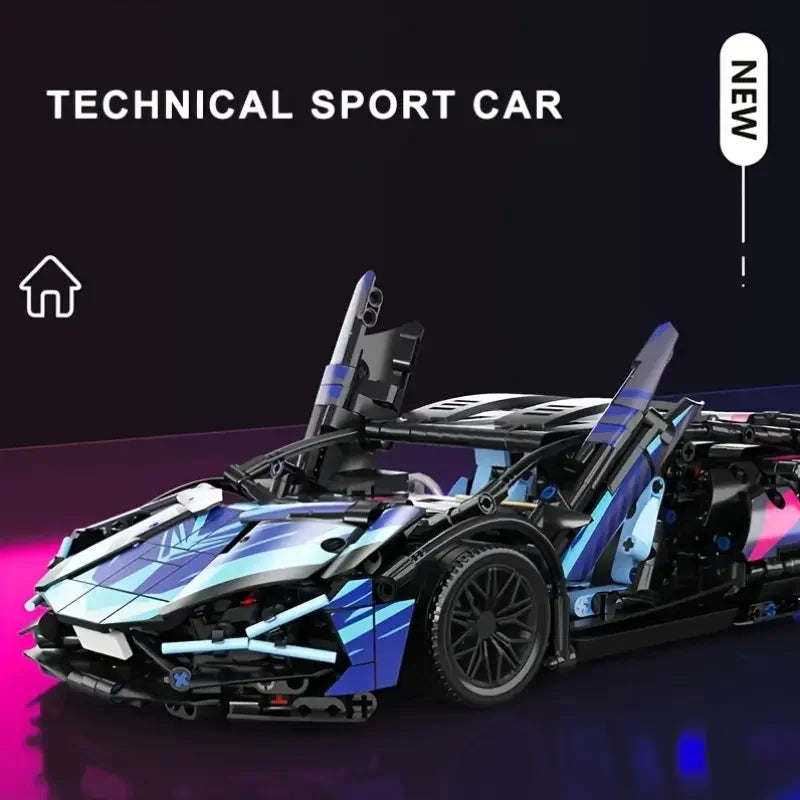 Colorful Sports Car Building Blocks Set with Attractive Patterns 623 Pieces Toy Car Kit And Model Enthusiasts