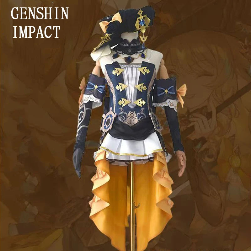 Navia Cosplay Costume Anime Cosplay Genshin Impact  Dress Uniform Wig Set Halloween Party Outfit for Women Dresses
