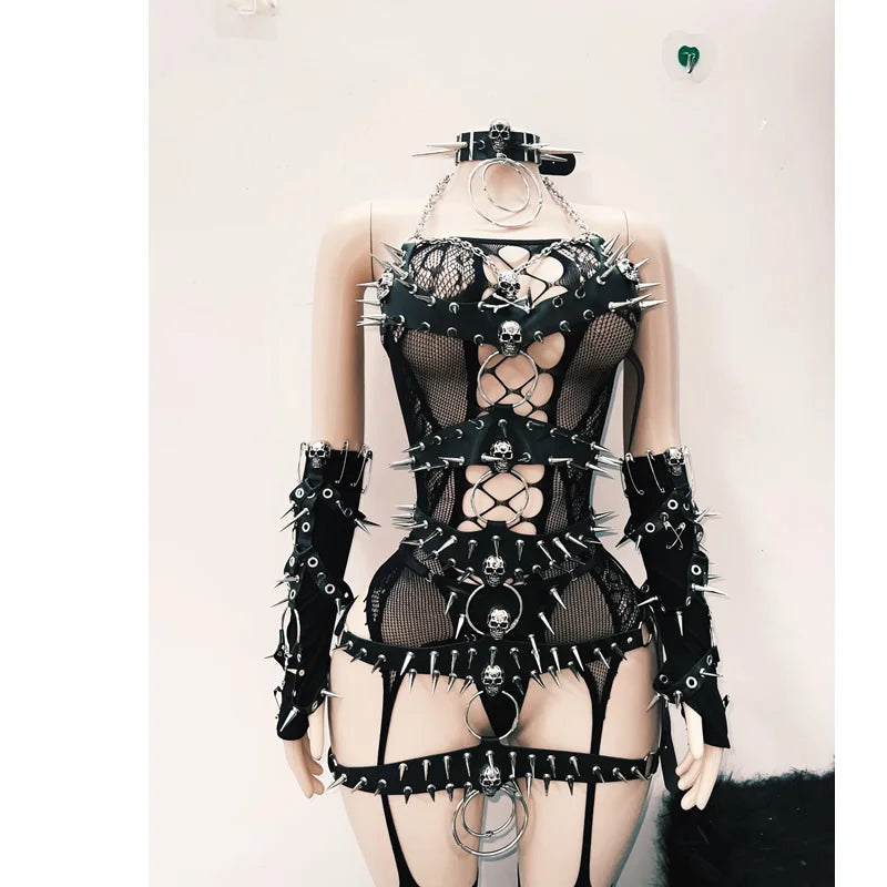 Gothic dress Punk dress y2k dress dress vintagedress Skull dress rivet dress y2k fashion y2k clothes gothic clothes fairy grunge