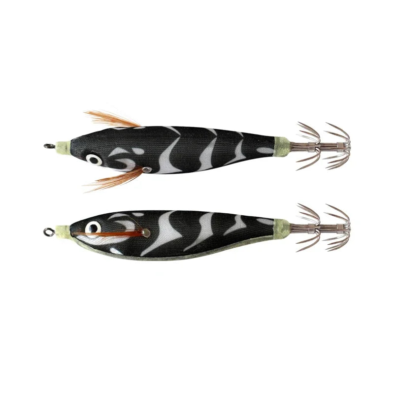 BRAVMACK 2Pcs Squid Jig Hook Fishing Lure Luminous 10cm 9g Artificial Fake Octopus Lures Wood Shrimp Cuttlefish Hard Bait Tackle