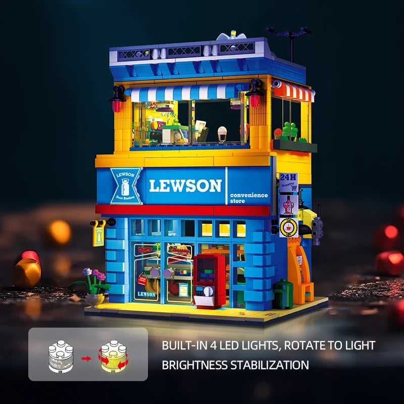 89118 Street Scene Series Educational Toys, Snack Shop Model Assembly DIY Building Blocks Toys, Children's Holiday Gifts