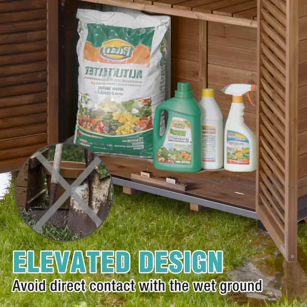 5FT Outdoor Storage Shed with 3-Level Adjustable Shelves, Weather-Resistant for Patio Garden Garage