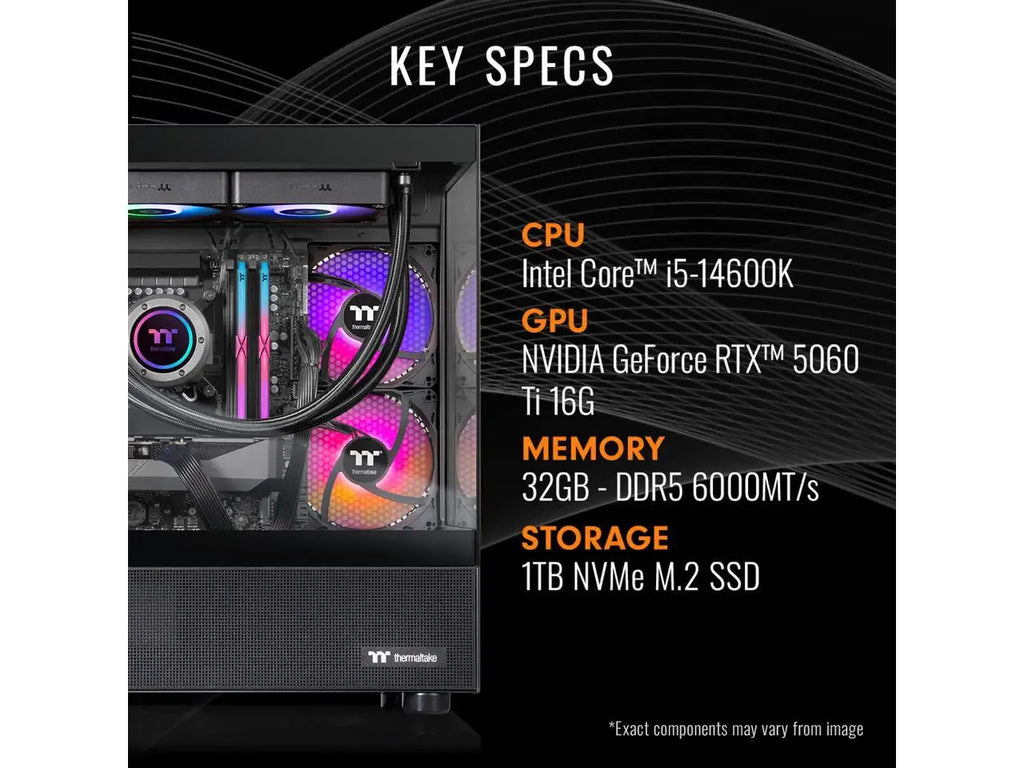 Thermaltake Gaming Desktop Pc Ne I1460Tg-V170B Intel Core I5-14600K 32Gb Ddr5 1Tb Ssd Geforce Rtx 5060 Ti