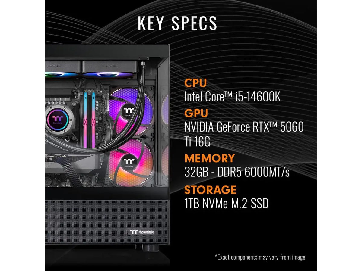 Thermaltake Gaming Desktop Pc Ne I1460Tg-V170B Intel Core I5-14600K 32Gb Ddr5 1Tb Ssd Geforce Rtx 5060 Ti