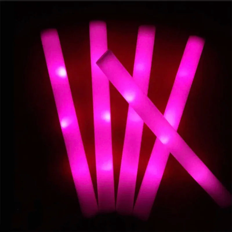 12/30/60Pcs LED Glow Sticks Bulk Colorful RGB Glow Foam Stick Cheer Tube Dark Light for Xmas Birthday Wedding Party Supplies