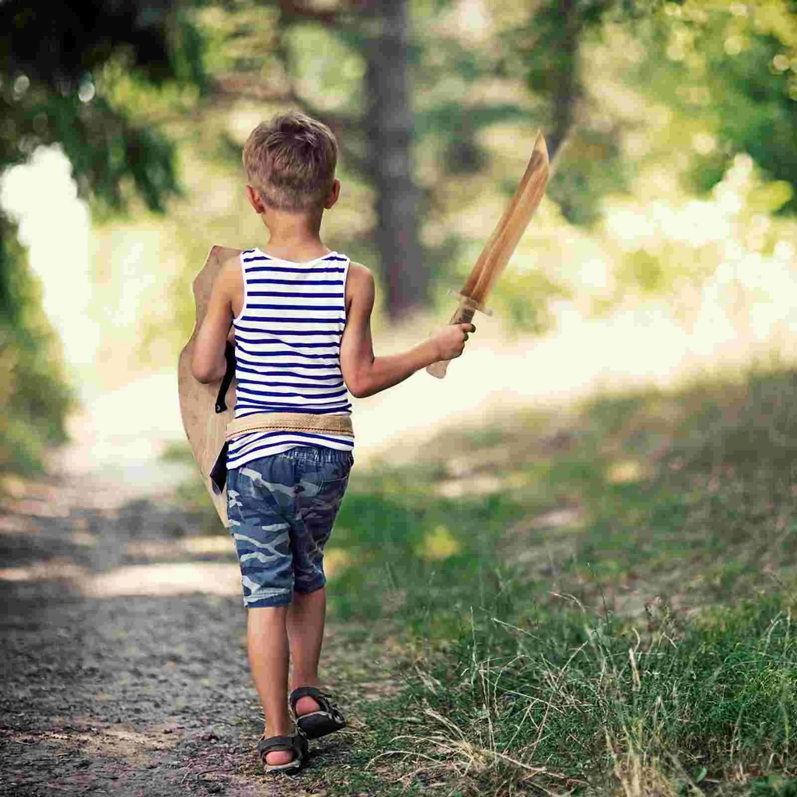 2Pcs Wooden Swords for Kids Safe Toy Swords Boys 5 8 Years Portable Small Pine Fighting Decor